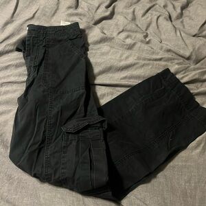 Abercrombie cinched waist black cargo pants